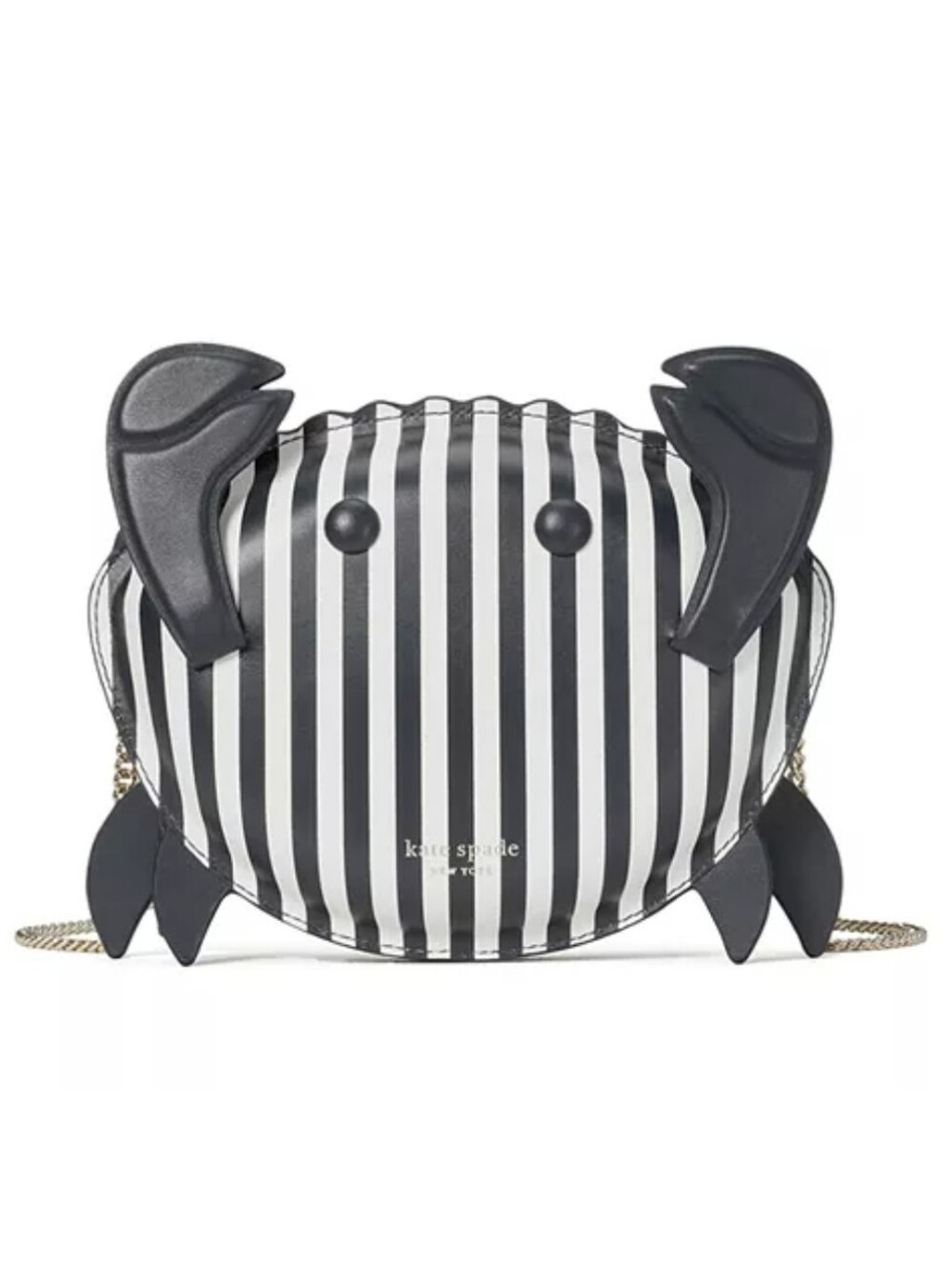 Kate Spade Crab Crossbody Purse, black and white striped, EUC - Picture 3 of 8